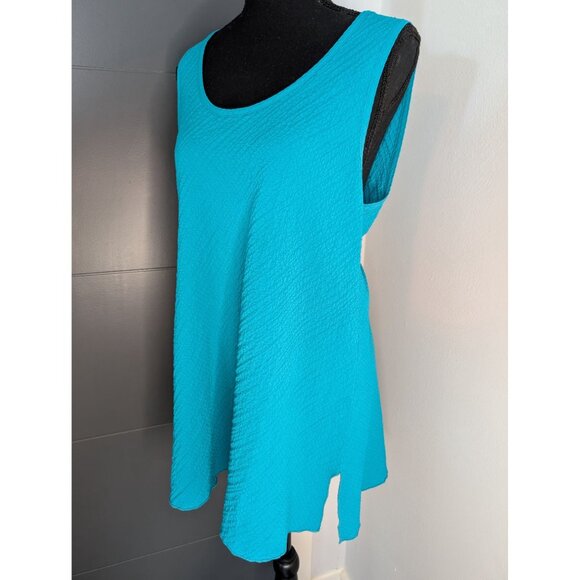 Soft Surroundings Mandalay Turquoise Textured Tank Style #27734 - M - Picture 2 of 8